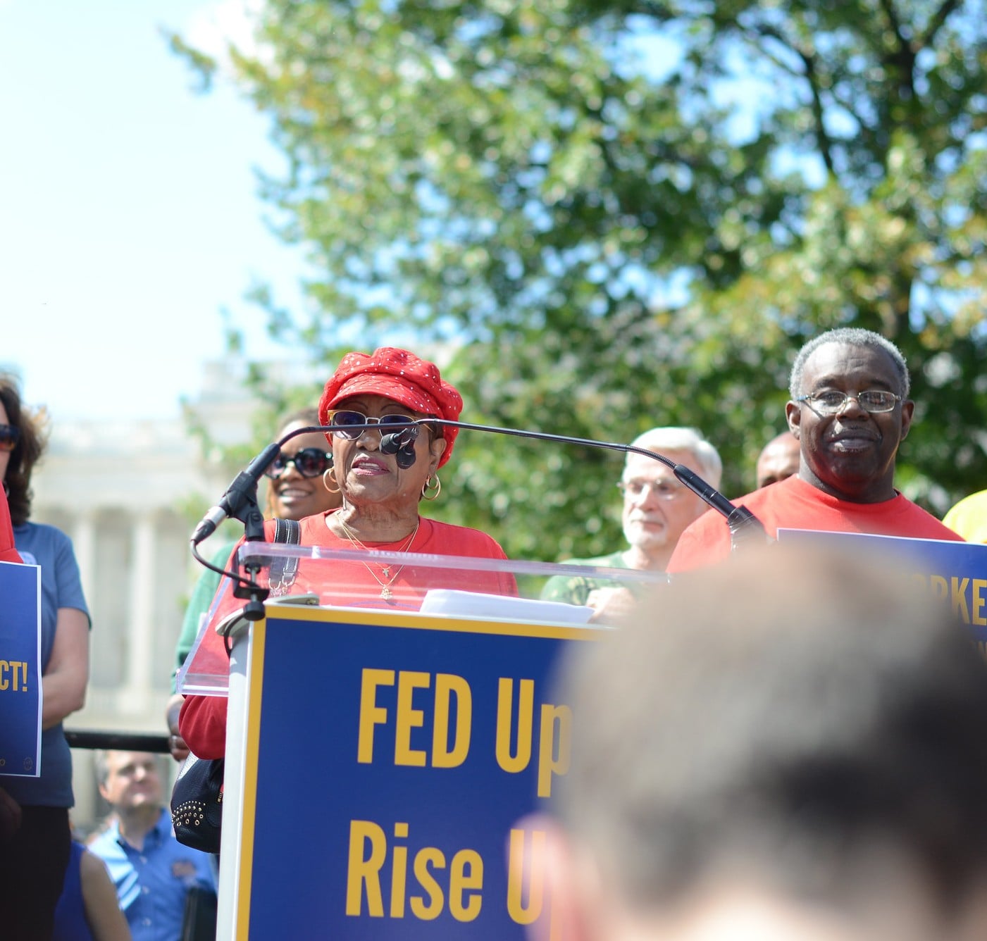 – Alma Lee speaks at the Fed Up? Rise Up! Rally in 2019 in Washington, DC.