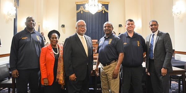 Image of TSA Council 100 leaders with lawmakers at a Title 5 hearing on Capitol Hill.