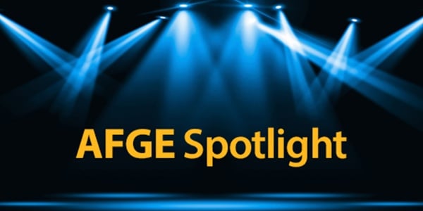 Graphic with spotlights and the words AFGE Spotlight