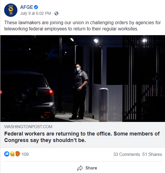 Screenshot of AFGE Facebook post