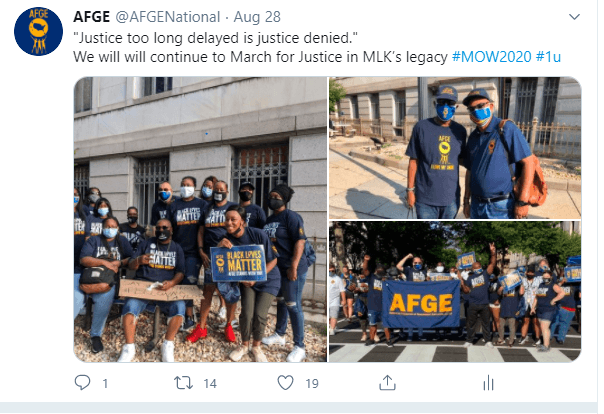 Screenshot of AFGE Twitter post