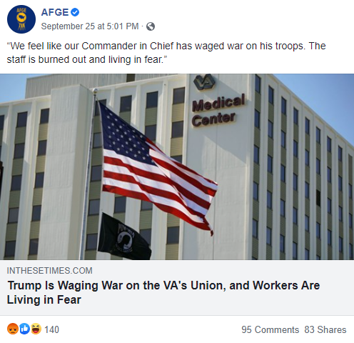 Screenshot of AFGE Facebook post