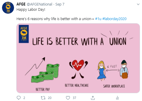 Screenshot of AFGE Twitter post