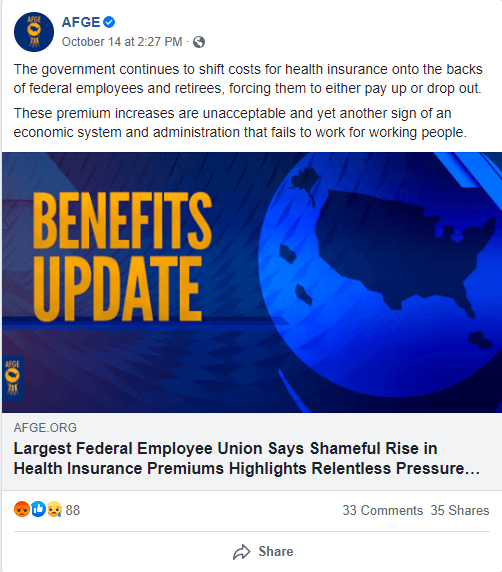 Screenshot of AFGE Facebook post