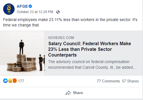 Screenshot of AFGE Facebook post