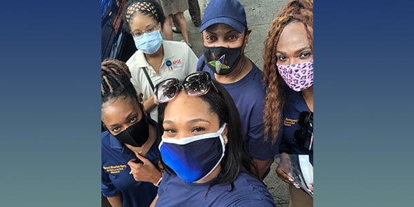 Group of canvassers wearing masks. 