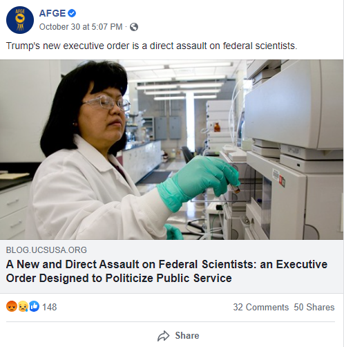 Screenshot of AFGE Facebook post