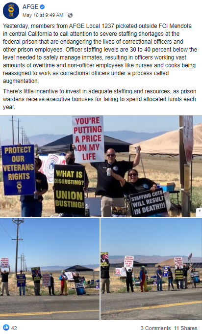 Screenshot of AFGE Facebook post