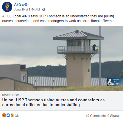 Screenshot of AFGE Facebook post