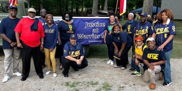 Group of AFGE members and leaders at UMWA solidarity rally