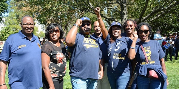 Group of AFGE members at a rally