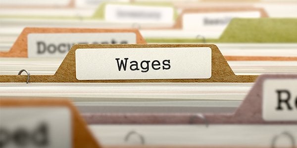 File folder labeled wages