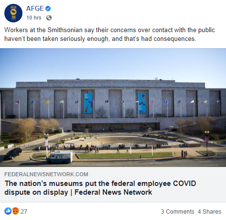 Screenshot of AFGE Facebook post