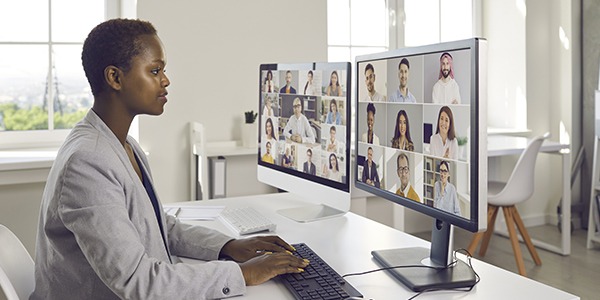 Black woman working at a computer