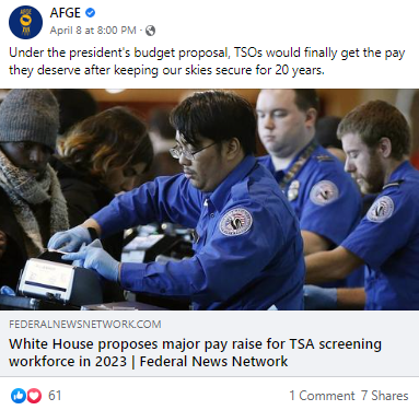 Screenshot of AFGE Facebook post