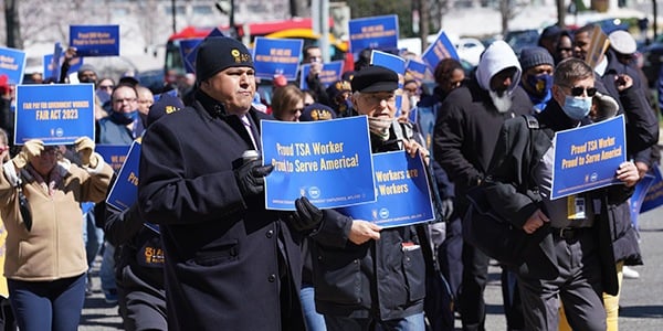 AFGE members with TSA signs