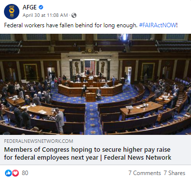 Screenshot of AFGE Facebook post