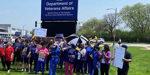 Group of activists outside of Hines VA