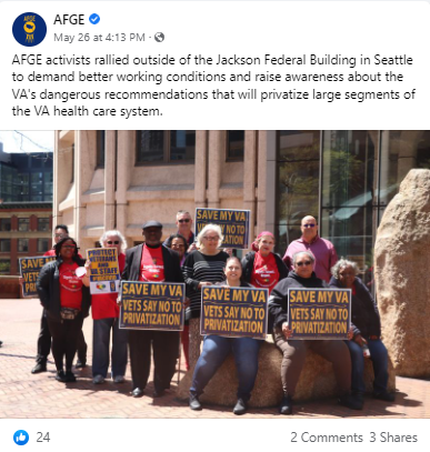 Screenshot of AFGE Facebook post