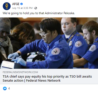 Screenshot of AFGE Facebook post