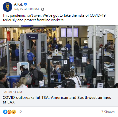 Screenshot of AFGE Facebook post