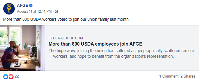 Screenshot of AFGE Facebook post