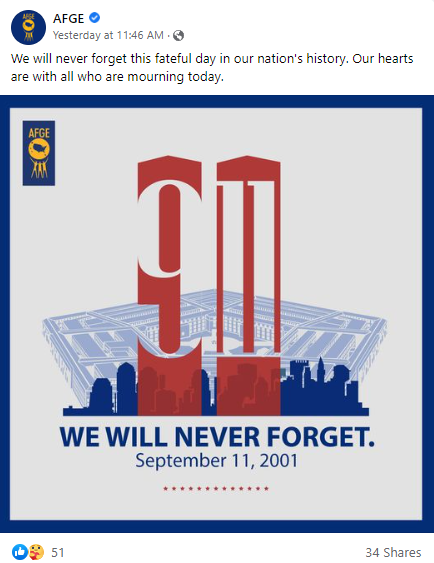 Screenshot of AFGE Facebook post