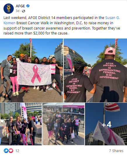 Screenshot of AFGE Facebook post