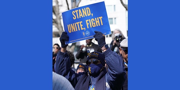 AFGE member at a rally