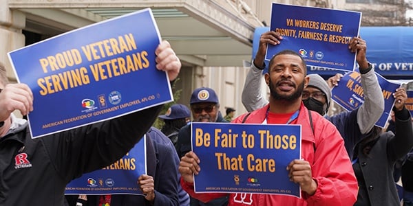 AFGE member at a rally