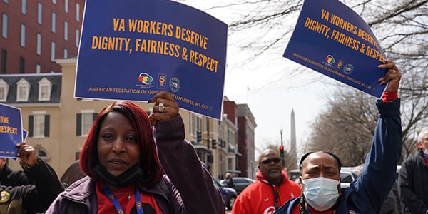 AFGE members at a VA rally