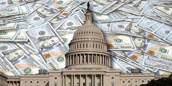 Capitol building with money around it