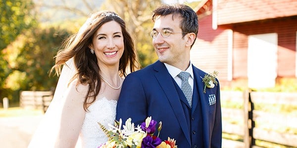 Happy couple on their wedding day