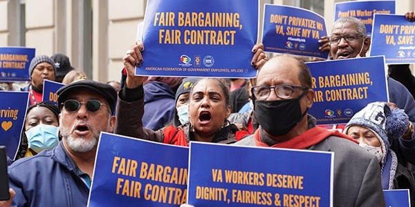 AFGE activists at rally in front of the VA