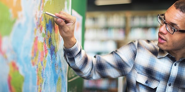 Man pointing at a map