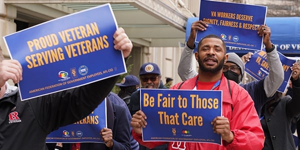 AFGE activists at rally at the VA