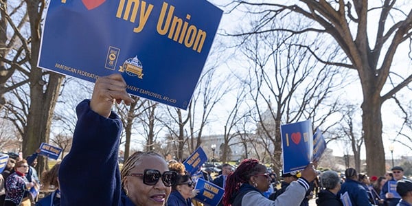 AFGE member at a rally