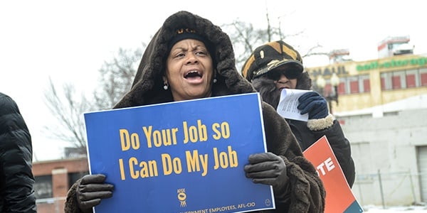 AFGE member at a rally