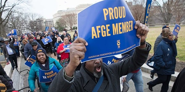 AFGE members marching