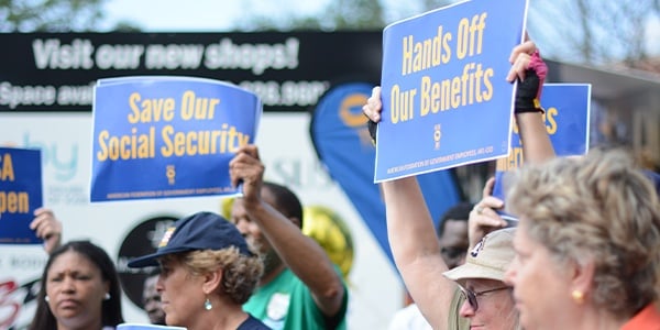 Union activists at a rally