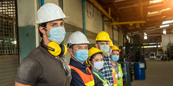 Stock photo of workers in hard hats