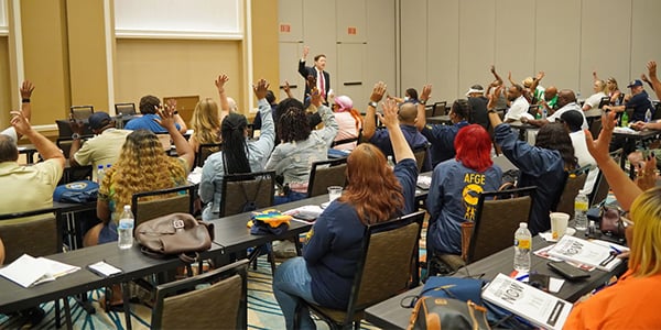 AFGE members in a conference room