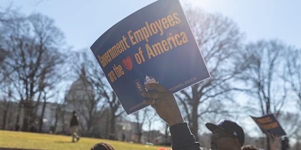 AFGE activist with sign