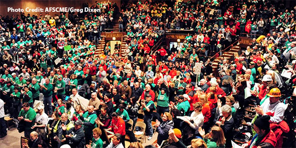 Members from AFSCME and other unions protested Act 10 at the Wisconsin State Capitol in 2011. Photo: Greg Dixon