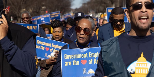 AFGE activists marching