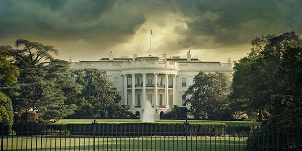 White House with an eerie sky in the background